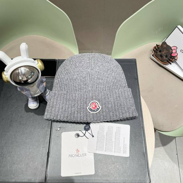 Moncler100%纯山羊绒帽子男加厚毛线帽百搭针织帽保暖包头女帽