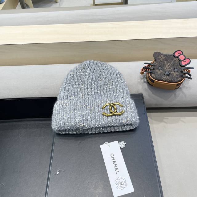 Chanel 新款秋冬针织杂色毛线帽女保暖日系百搭显脸小糖果色冷帽韩国代购