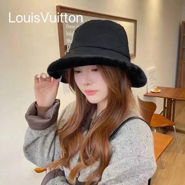 Louisvuitton Lv路易威登新针织渔夫帽女秋冬季脸大适合什么帽子显脸小水桶帽百搭盆帽