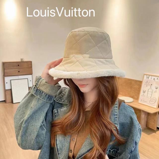 Louisvuitton Lv路易威登新针织渔夫帽女秋冬季脸大适合什么帽子显脸小水桶帽百搭盆帽