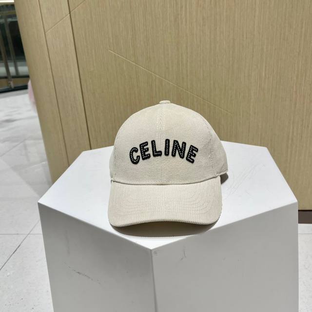 赛琳Celine 官网最新款灯芯绒竖纹棒球帽，秋冬潮牌百搭复古潮流