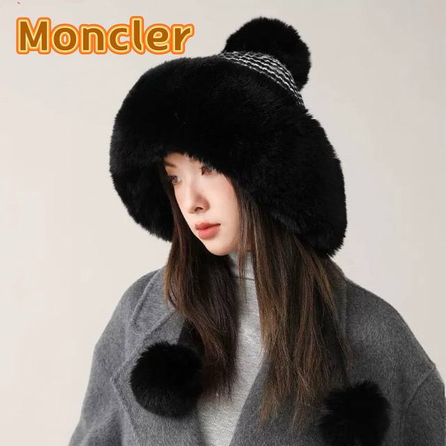 Moncler蒙口高品质秋冬加厚针织盆帽美拉德毛绒毛线加厚渔夫帽子