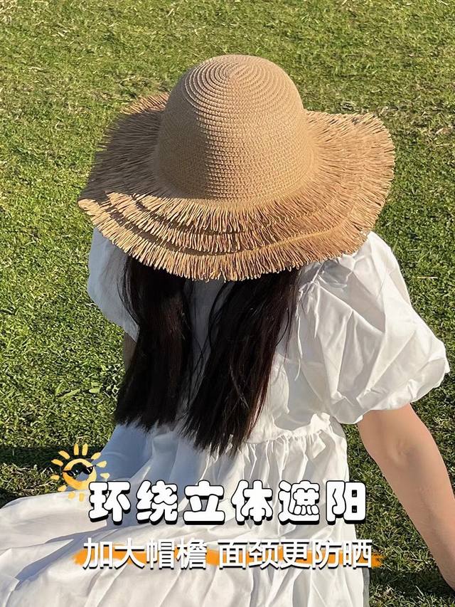 Chanel香奈儿 流苏标大檐草帽 杂志款 拍照巨好看滴